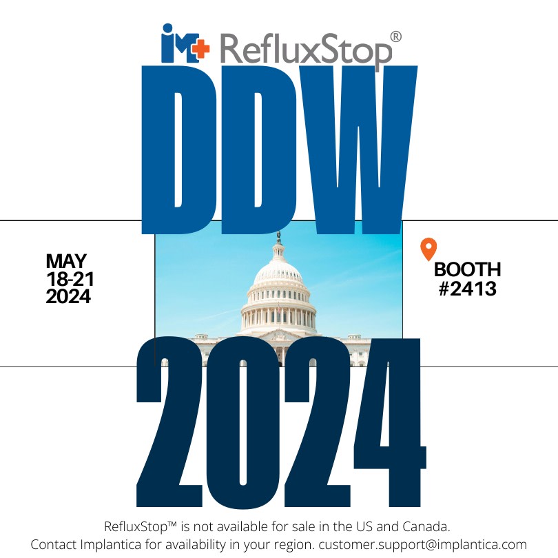 Don't miss RefluxStop® data at #DDW2024! Dr. med. Thorsten Lehmann presents outcomes from a cohort of 66 patients. Poster Hall A, 12:30-1:30 p.m. 5/20. ⏰ Want calendar reminders? Email social.media@implantica.com
#RefluxDisease
#GERD