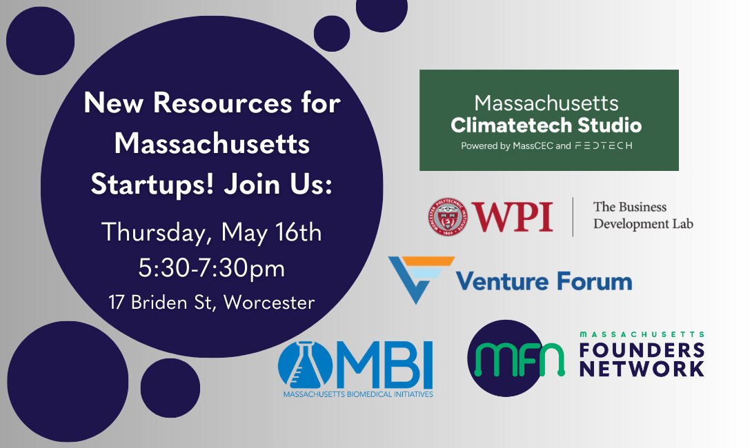 Calling all new entrepreneurs! Learn about our new Massachusetts ClimateTech Studio on Thursday, May 16th from 5:30-7:30. Explore the resources that the Massachusetts ClimateTech Studio can provide you to become a prosperous climatetech startup! massfoundersnetwork.org/journal/new-re…