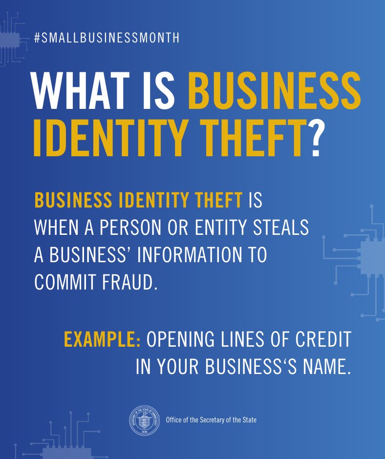 Remember to protect your business against identity theft by following preventative measures, like ensuring employees use strong passwords for internet accounts! -- #SmallBusinessMonth #Connecticut #staysafe #cybersecurity #government #business #smallbusiness