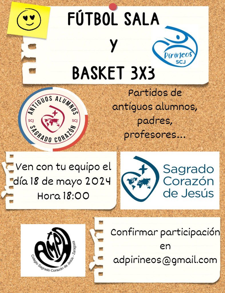 🥳 Participa en la fiesta jugando a fútbol sala y a 3x3

📅 Ven con tu equipo el próximo 18 de mayo a las 18 horas.

📩 Confirma tu participación en adpirineos@gmail.com

#SCJAntiguosAlumnos

#FamiliaAzul #Goblues #Nuncadejesdecreer