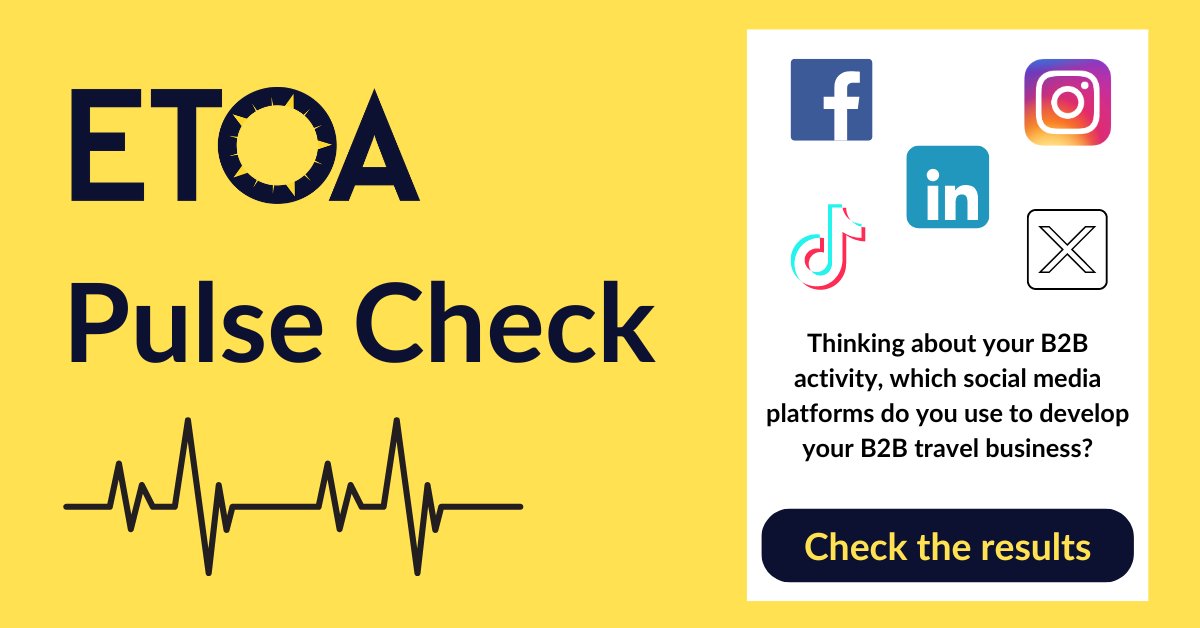 Ever wondered which social media platforms are the go-to for developing your B2B travel business?  We conducted a survey among our members, asking them to rank 5 social media platforms based on their usage for B2B purposes. 👉 Check the results here: bit.ly/3ye3Mjf