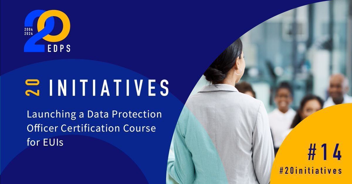 #20initiatives Launching a Data Protection Officer Certification Course for EUIs. In cooperation with the European School of Administration (EuSA), #EDPS will soon launch a certification programme for DPOs in EUIs. 🔎 Learn more europa.eu/!Vx946h #EDPSXX