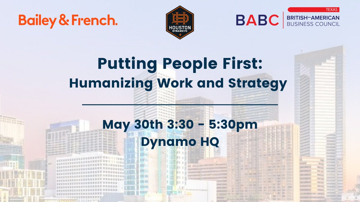 Elevate your org's leadership game and untap the potential. Join us in Houston on May 30 for an exclusive workshop on Humanizing Work and Strategy. Are your priorities aligned with your team's engagement? Free event for all! Register: hubs.ly/Q02wvlYj0

#HoustonEvents