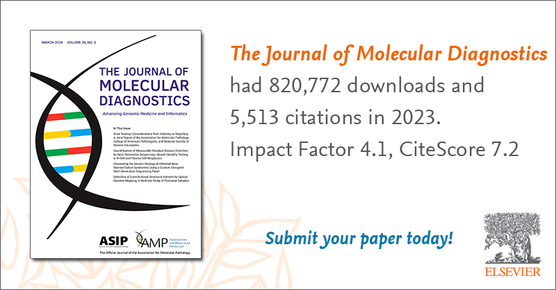 Publish in The Journal of Molecular Diagnostics @JMDiagn, the official journal of @AMPath, co-owned by @ASIPath. Submit your paper today: spkl.io/60134NWOW #molecular_pathology #histopathology
