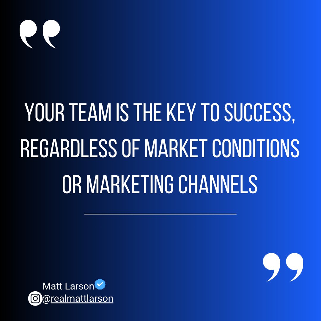 Your team is your best asset, no matter the market or marketing strategy.

Their skills, dedication, and collaboration are the keys to success.

#teamwork #success #successmindset #excellence  #successfulmindset #realestatelife #realestategoals #thedeallab #realestatematt