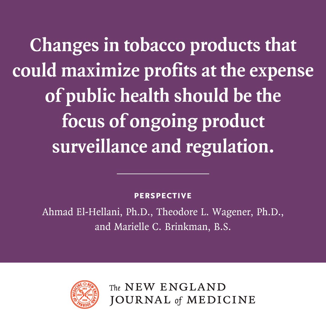 The @US_FDA is considering implementing a nicotine product standard, under which cigarettes could contain only very low levels of nicotine. Preparing for the tobacco industry’s potential response is important. Read the full Perspective: nej.md/3UqLQZT