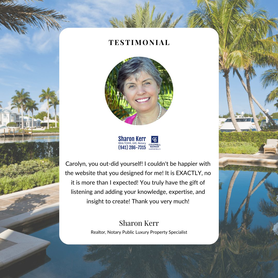 I'm grateful for the opportunity to bring Sharon's real estate website to life. 
Thank you for your trust in Designs by Kiki—it's been an absolute pleasure working with you!

#DesignsbyKiki #Testimonial #Website #RealEstateWebsite
