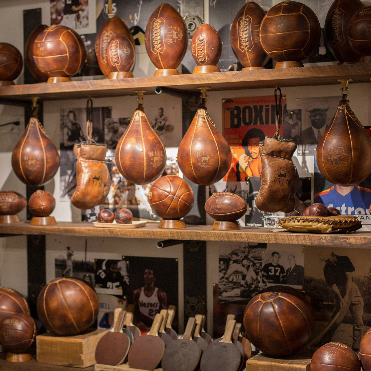 #TBT The 'Leather Sports Wall' in our Austin store, back in February of 2017. We're thinking of bringing back this collection.  What do you guys think?
#discoveryourwill #leatherfootball #soccerball #vintagesoccer #vintagesports #vintagefootball #leatherbaseball