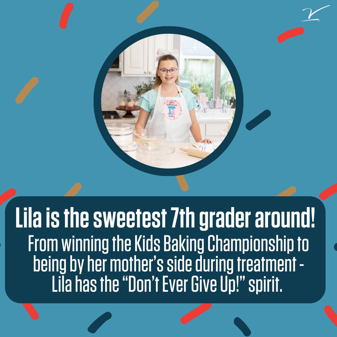 Lila Smethurst, the winner of Season 12 of @FoodNetwork's “Kids Baking Championship,' is now baking up a cure. Motivated by her mom’s cancer journey, she’s now using her talents to help others. Click the link to support Lila! v.org/story/inspired…