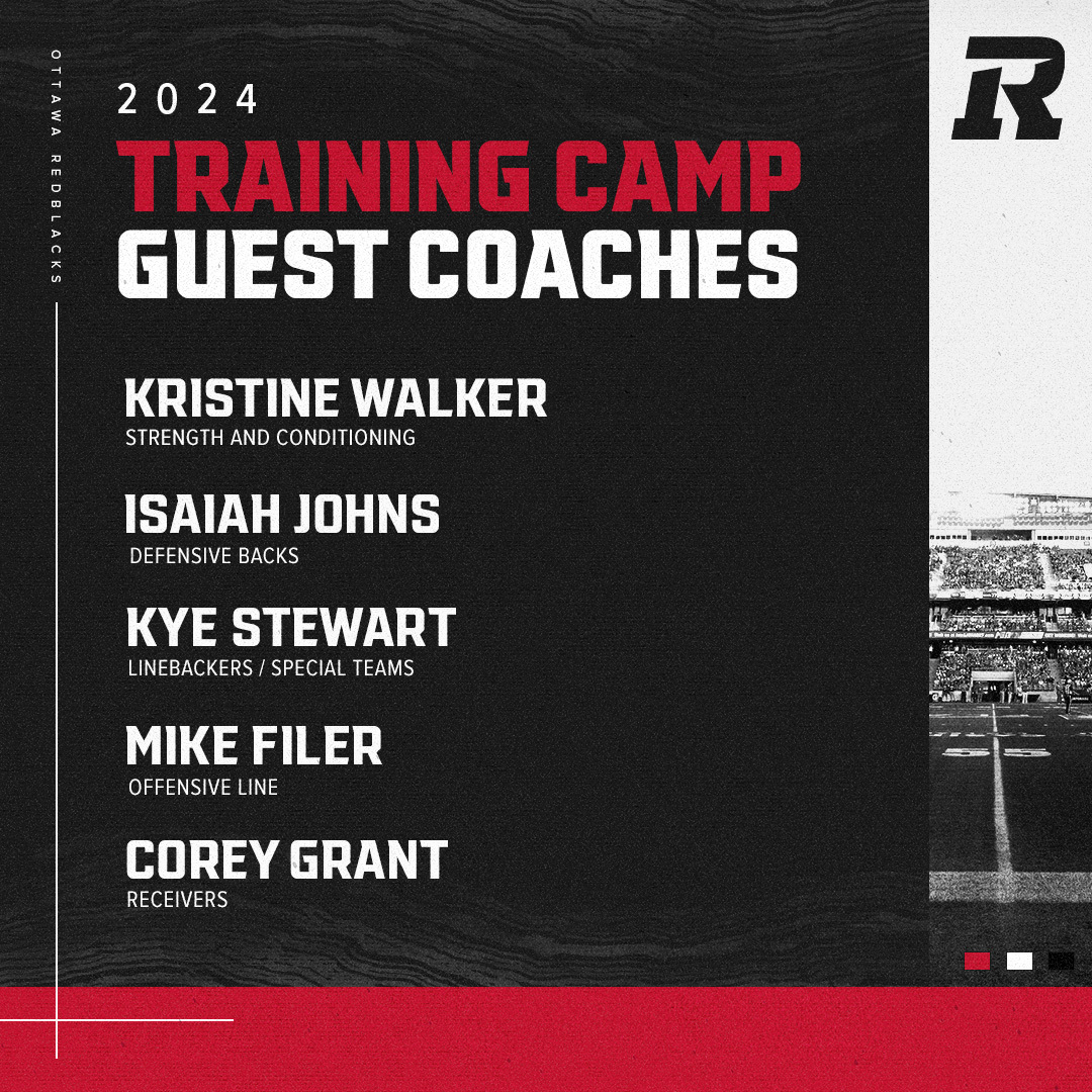 Helping out in Training Camp 🏈 Shoutout to our guest coaches who'll be assisting various positional groups and units over the next couple of weeks! #ALLIN | 🗞️ bit.ly/3QDyRDd