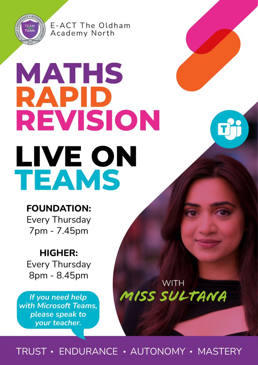 Don't forget to join tonight's LIVE 'Rapid Revision' session on Microsoft Teams. Foundation level 7pm - 7.45pm and Higher level 8pm - 8.45pm #Revision #GCSE2024