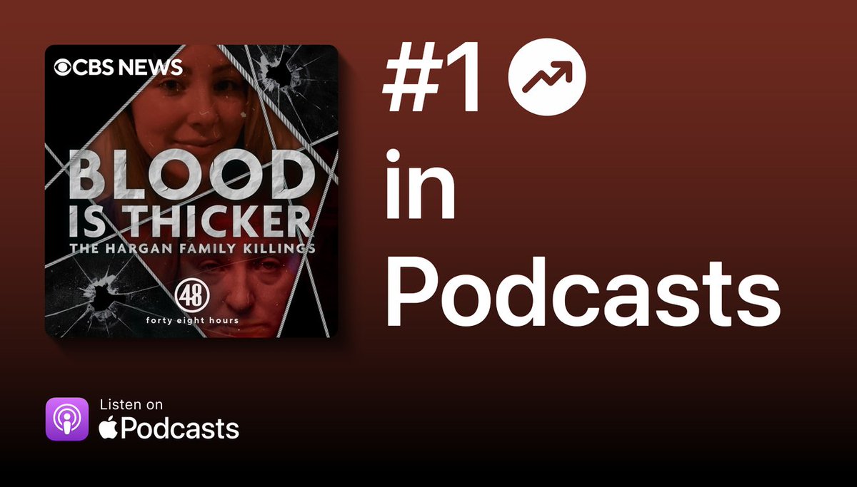 48 Hours (@48hours) on Twitter photo Our new podcast "Blood is Thicker: The Hargan Family Killings" hosted by #48Hours correspondent <a href="/PeterVanSant/">Peter Van Sant</a> is #1 on the <a href="/ApplePodcasts/">Apple Podcasts</a> charts!
Listen now: apple.co/4dxotXq Our new podcast "Blood is Thicker: The Hargan Family Killings" hosted by #48Hours correspondent <a href="/PeterVanSant/">Peter Van Sant</a> is #1 on the <a href="/ApplePodcasts/">Apple Podcasts</a> charts!
Listen now: apple.co/4dxotXq