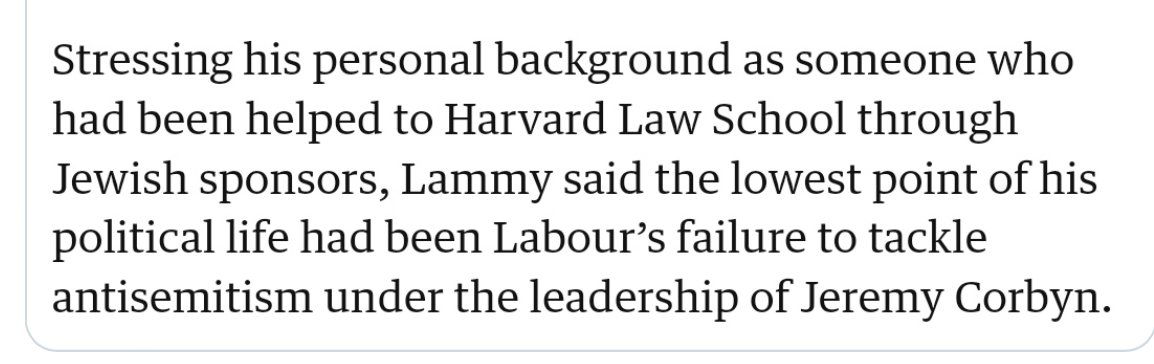 Just desperate stuff from Lammy.
His personal reputation is dust now, since he backed Starmer greenlighting the Gaza genocide.
Smearing Corbyn does nothing to change that.
Desperate, fraudulent and vicious.
That's Starmer's Labour Party. 
#ItWasAScam