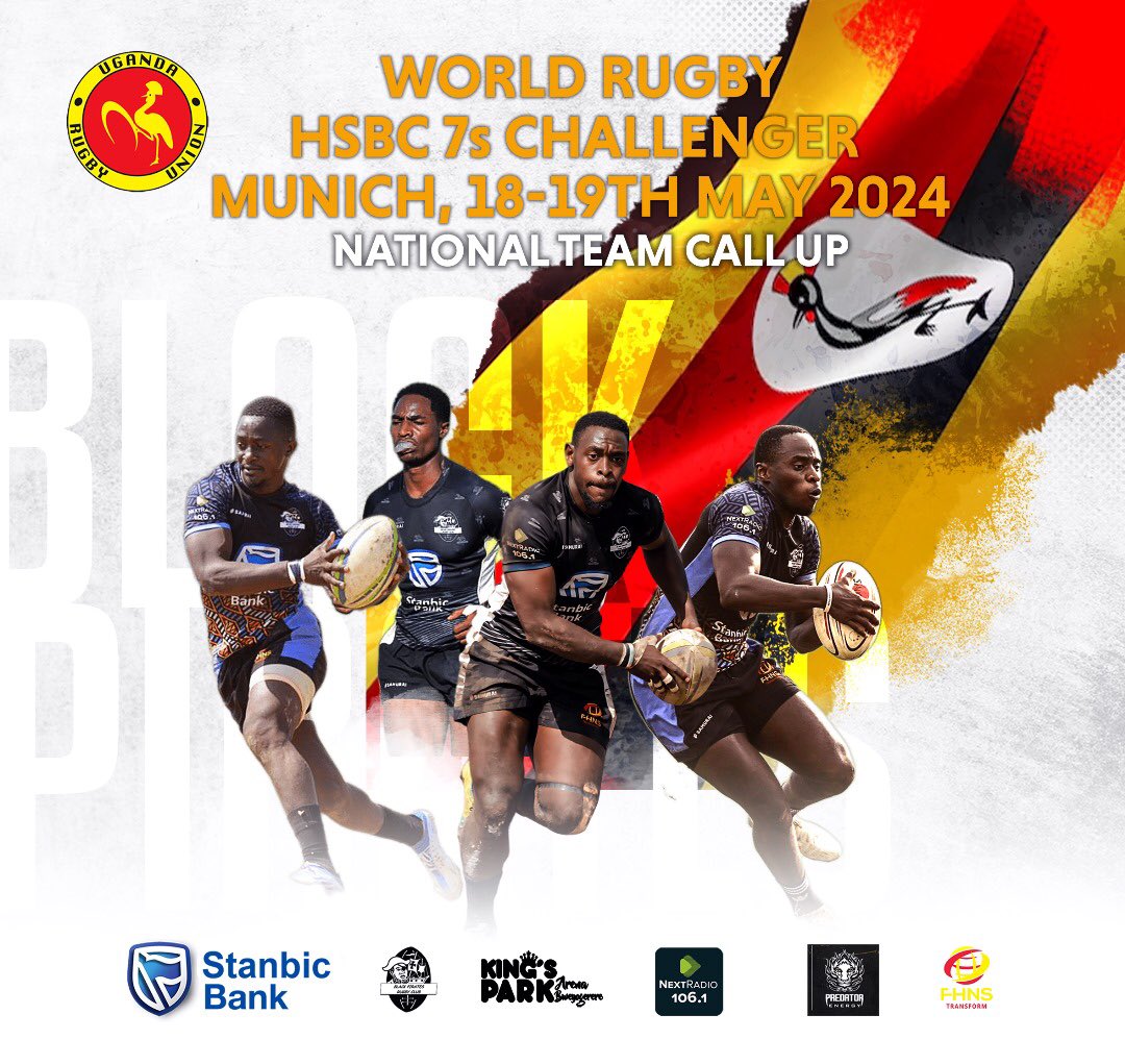 Congratulations to the sea robbers picked on the @Uganda_Sevens team to take part in the HSBC World Rugby Sevens Challenger in Munich. Sail Strong 🏴‍☠️ ▪️Mubarak Wandera ▪️ Roy Kizito ▪️ Alex Aturinda ▪️ William Nkore #StanbicPirates #PiratesStrong