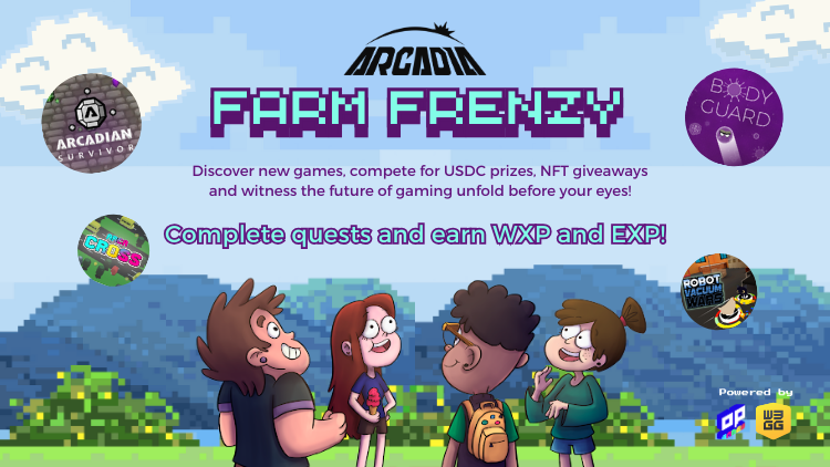 🚀 Exciting Update! 🚀 The @Arcadia_Fun Farm Frenzy with @w3ggofficial is now extended until the end of May! 🎉 More time to earn WXP and EXP, and win Arcadians: Reloaded NFTs! 💎 Don't miss out, join the fun now: i.mtr.cool/tlyphaeemb #Web3Gaming #NFTs #ArcadiaFun