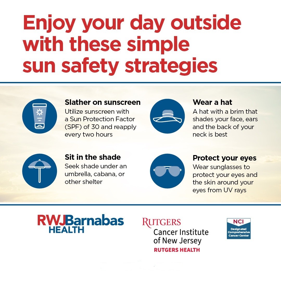 Spending more time outside means it’s important to protect our skin. Together with @RutgersCancer, @rwjhamilton offers some tips to keep us all safe under the sun. #LetsBeHealthyTogether #SunSafety