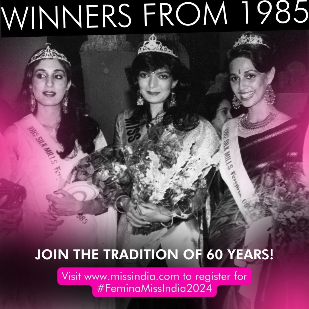 A timeless moment from 1985: Sonu Walia shines as Femina Miss India. Join the legacy of elegance and empowerment by registering for #FeminaMissIndia2024 today at missindia.com! 👸🏻

#60YearsOfLegacy #60YearsOfFeminaMissIndia #ApplyNow #AreYouReady
