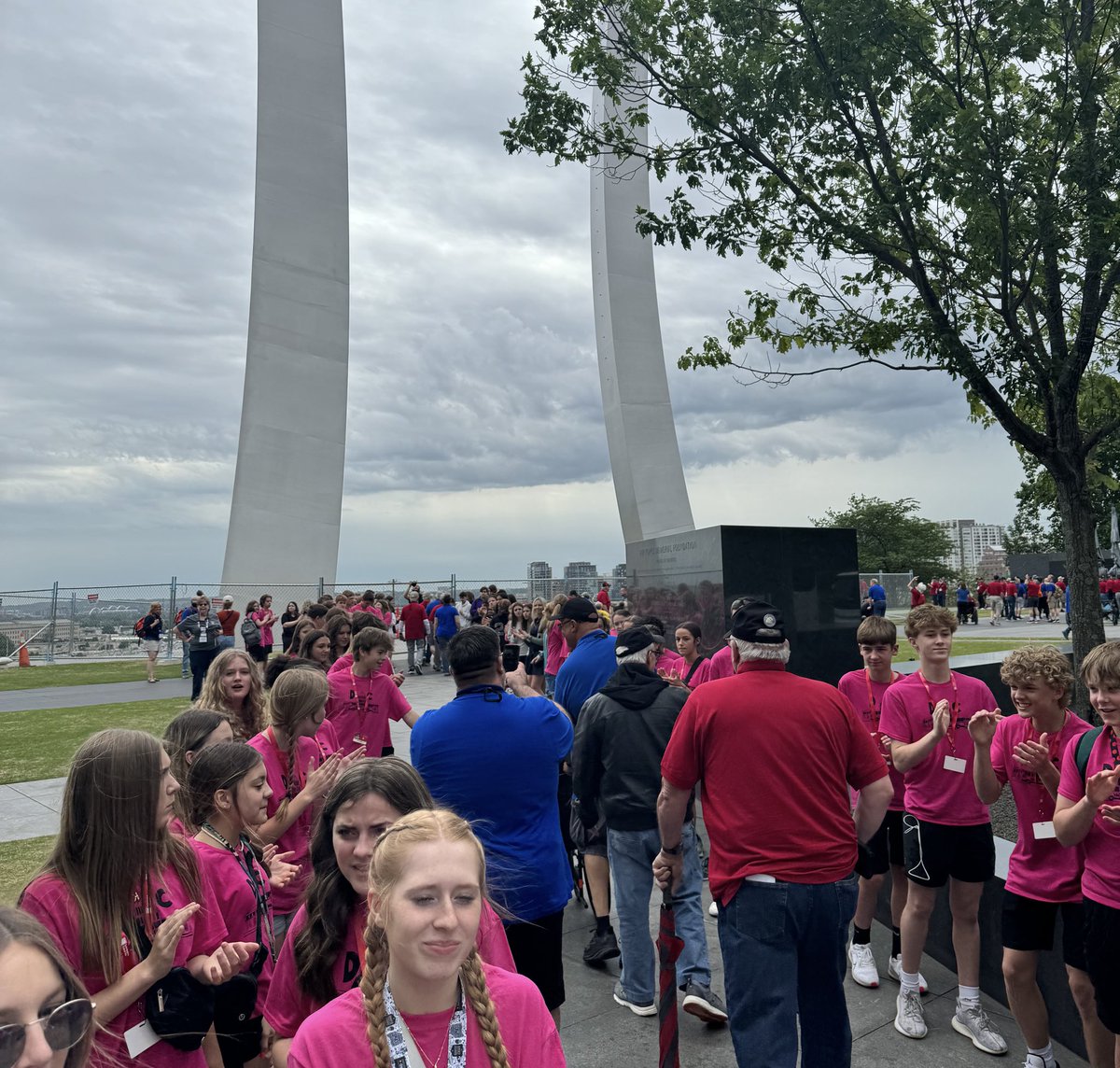coachcotter's tweet image. @FairbanksLocal 8th graders met the @honorflightcmh at the Air Force Memorial.  The kids gave Challenge Coins to the Veterans.  It was awesome! #PanthersinDC