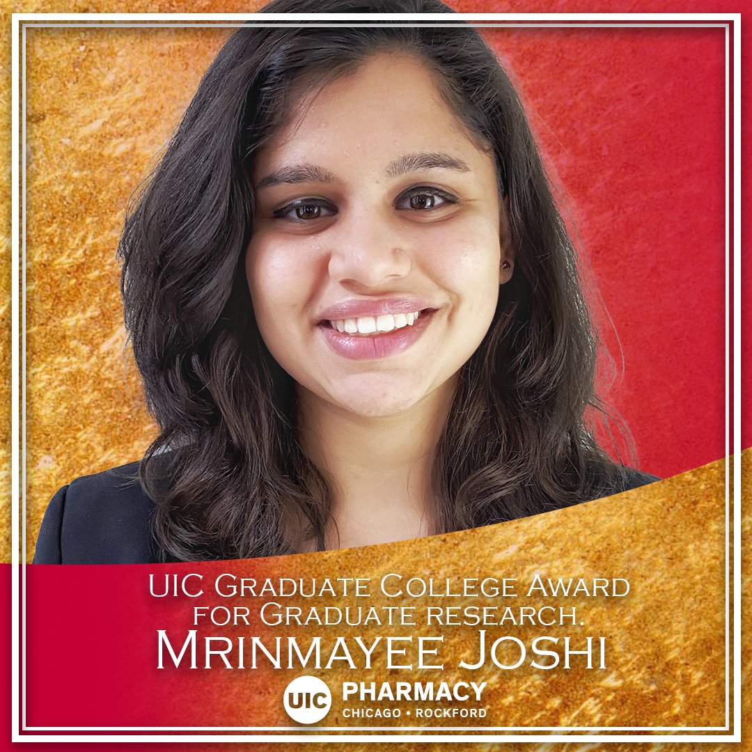 Congratulations to Mrinmayee Joshi who was awarded the UIC Graduate College Award for Graduate Research. The award will support her dissertation research! #UICProud