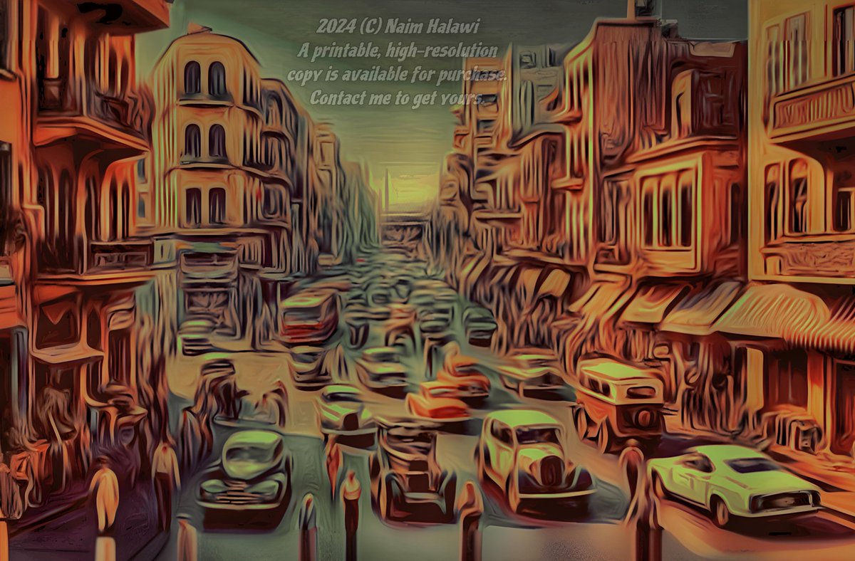 لوحة فنية رقمية من أعمال ن.ح. بعنوان: 'بيروت، كمان وكمان' 🌺