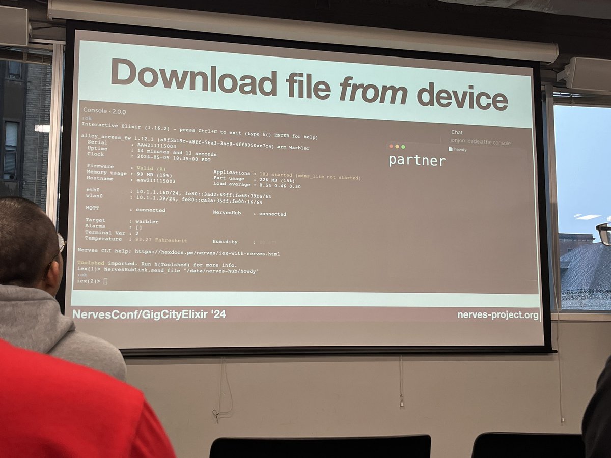 takasehideki's tweet image. As the first session, @JonCarstens is presenting recent @NervesProject updates. There are so many curious features!! #NervesConf #GigCityElixir