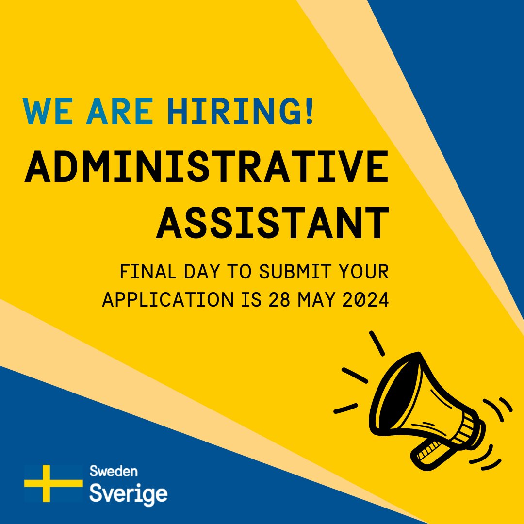 📣 The Embassy is currently recruiting a locally employed Administrative Assistant. Read more about the role and how to apply on swedenabroad.se/en/embassies/z…