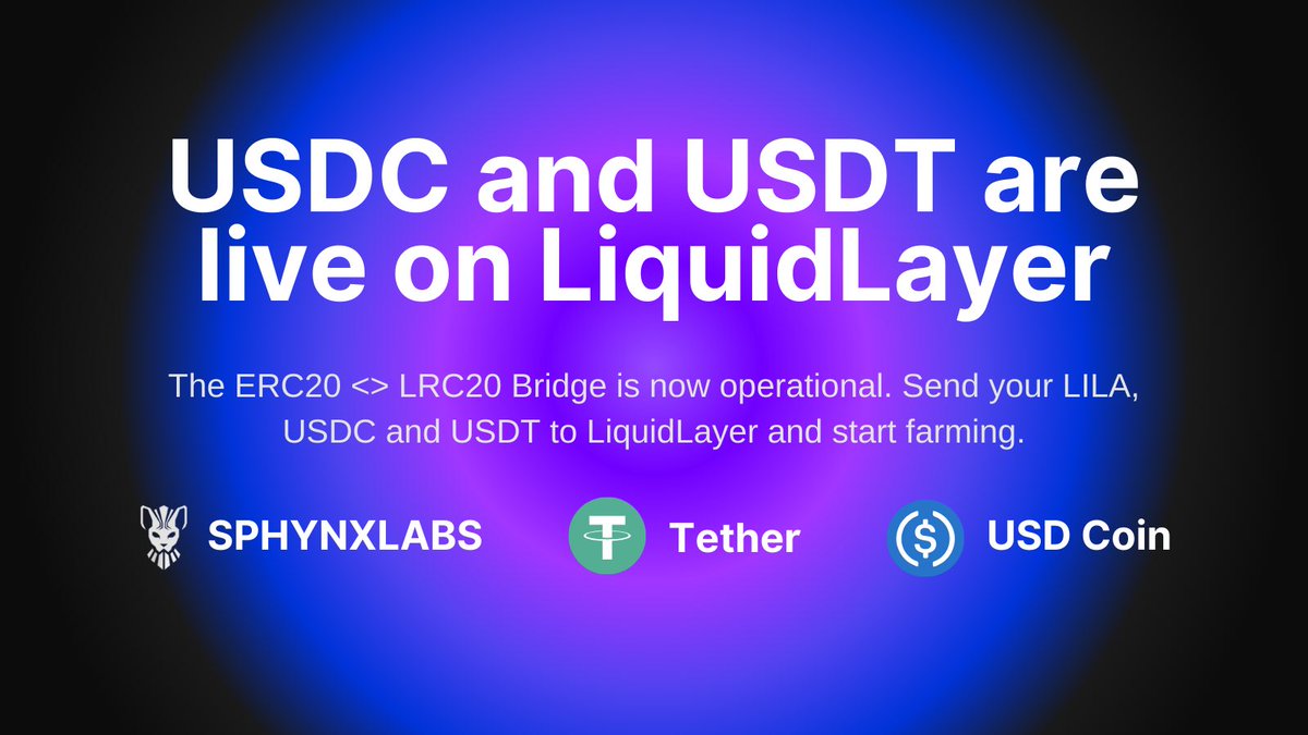 There's an inaugural Liquidity Farming program on @LiquidLayer_ mainnet coming

Thanks to @SphynxLabs, you can bridge $USDC, $USDT, and $LILA and start farming some nice rewards

Early bird catches the worm