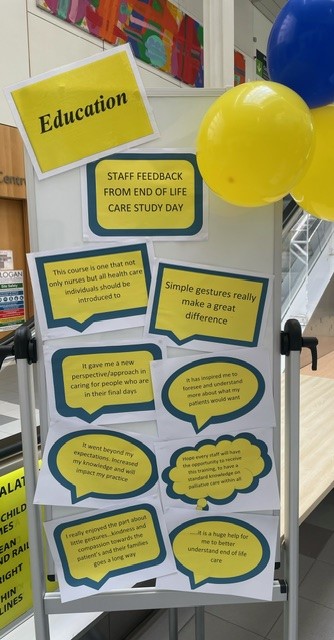 Today, the End of Life Care Team hosted a #DyingMatters stall at our Chelsea hospital site to encourage patients, staff, relatives, and visitors to get talking about death, dying and grief. They also shared staff feedback from the end of life care study day. Well done team!