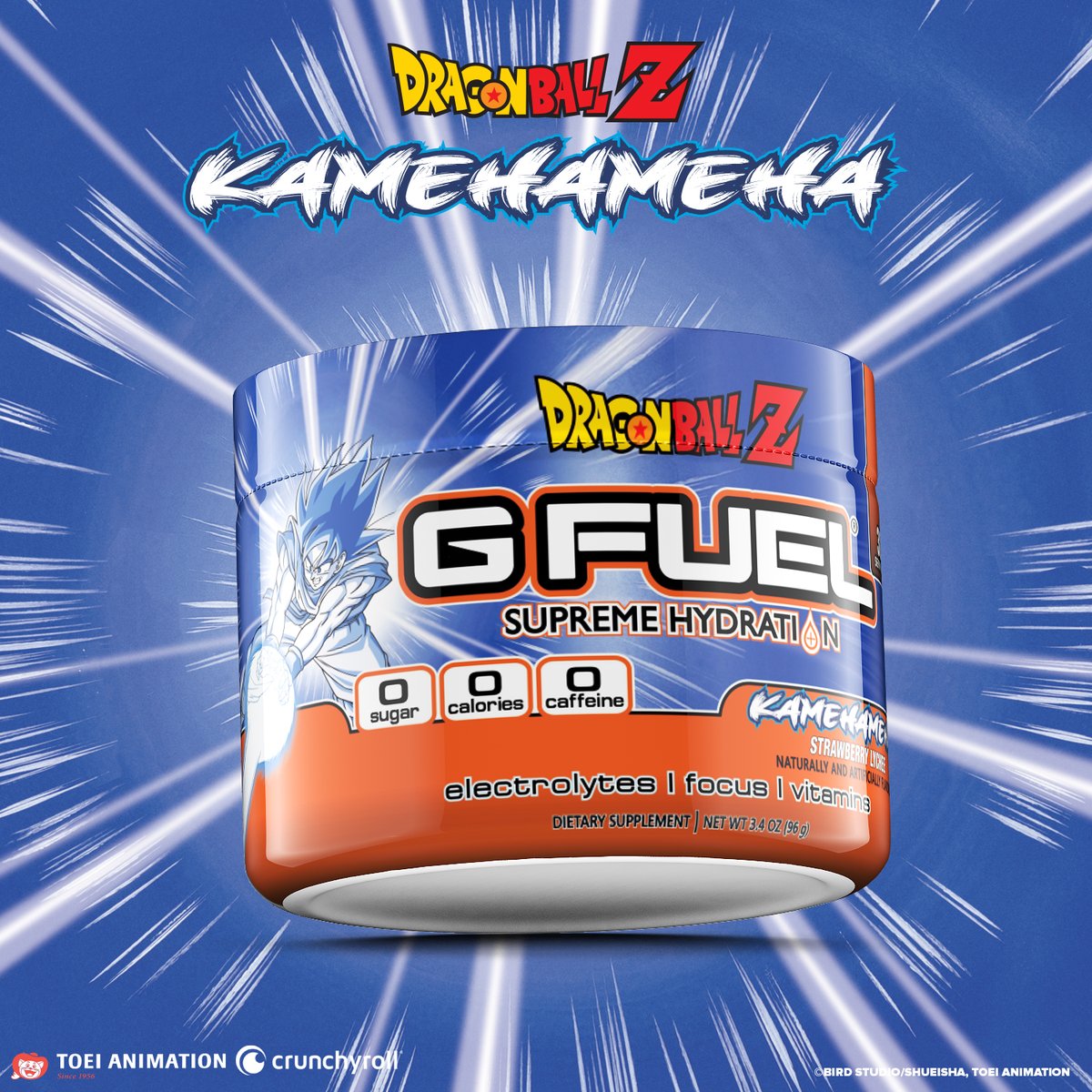 🧡💬 𝗥𝗧 + 𝗖𝗢𝗠𝗠𝗘𝗡𝗧 'GOKU' to win a Strawberry Lychee #DBZ x #GFUEL '𝗞𝗔𝗠𝗘𝗛𝗔𝗠𝗘𝗛𝗔' Tub of your choice! 🐉 2 winners picked tomorrow in honor of #GokuDay! 🛒 𝗚𝗘𝗧 𝗬𝗢𝗨𝗥𝗦: GFUEL.com/collections/dr…