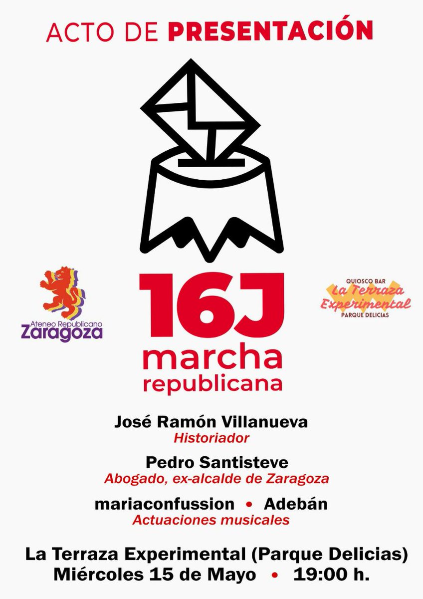 Acto de presentación de la #MarchaRepublicana16J en #Zaragoza #FelipeVIElÚltimo 👇