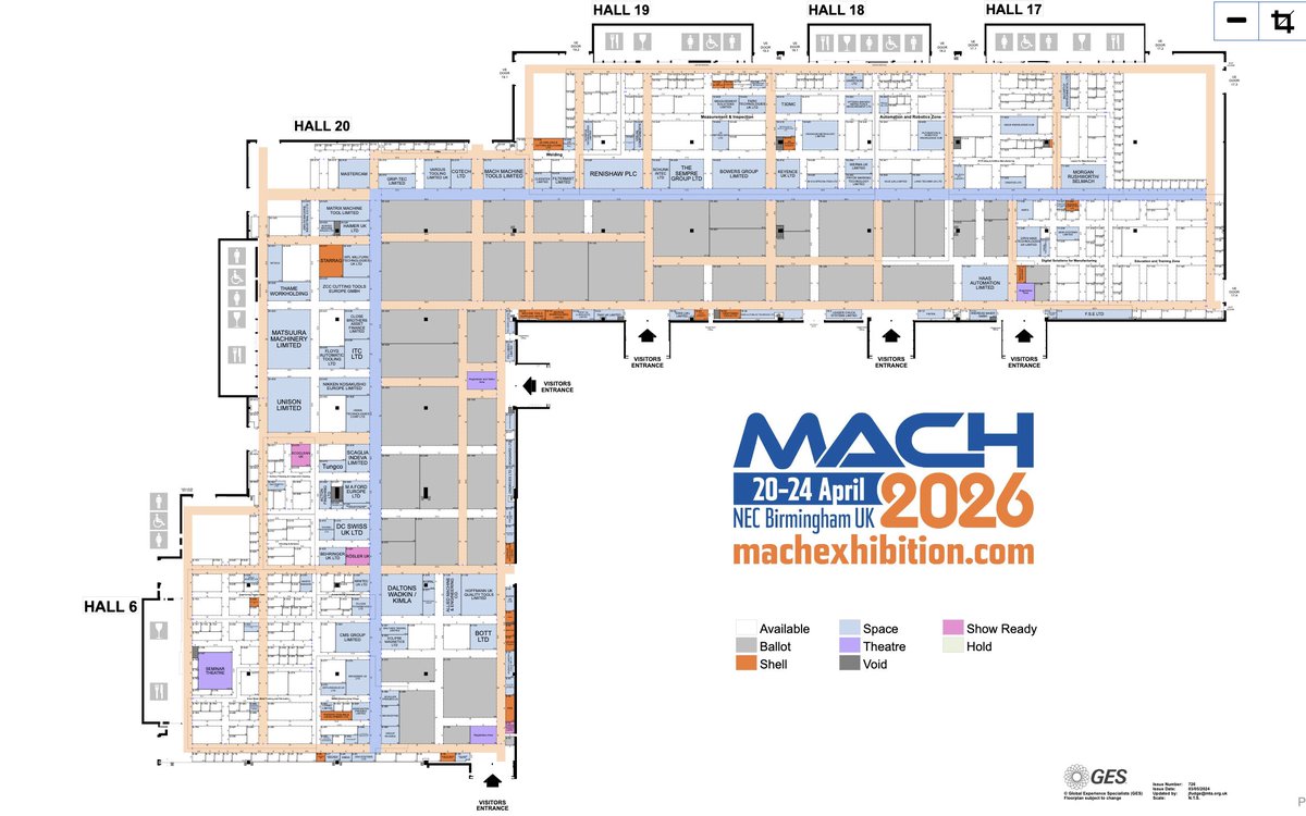 Wondering who is exhibiting at #MACH2026? The MACH Floorplans are updated live and so you can see who is attending the exhibition. machexhibition.com/onsite-booking… #manufacturing #engineering #mfg