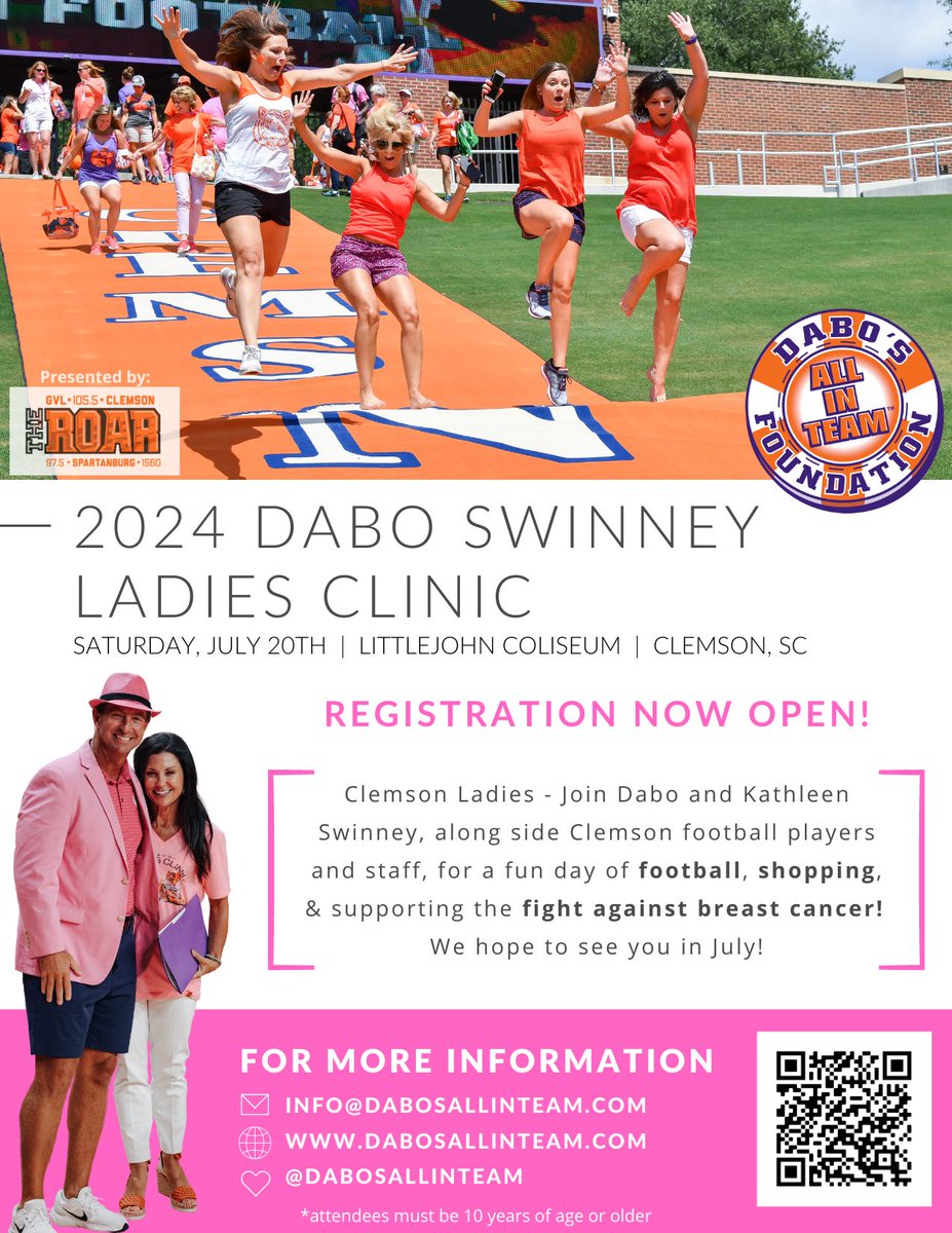 Need a last minute Mother’s Day gift? We’ve got just the thing! Treat the special Lady Tigers in your life to an experience they will cherish forever! 🥰🩷 Click here for more info: dabosallinteam.com/Default.asp?ID… #ALLIN #MakingADifference #ClemsonFamily #LadiesClinic