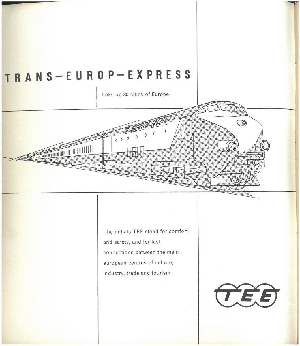 ¡Feliz #DíaDeEuropa!

Folleto de la red TEE Trans Europ Express (conectaba +80 ciudades europeas) que podéis consultar en nuestra #BibliotecaFerroviaria

Publicado en 1961 por el Centre d’Information des Chemins de Fer Européens, con info de itinerarios y conexiones ferroviarias