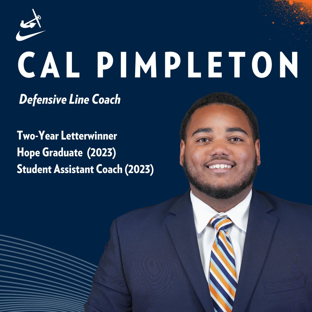 We are thrilled to announce that Cal Pimpleton '23 has been appointed as our new defensive line coach. The two-time letterwinner served as a student assistant coach with the Flying Dutchmen last season and worked with our defensive line. #d3fb athletics.hope.edu/sports/footbal…