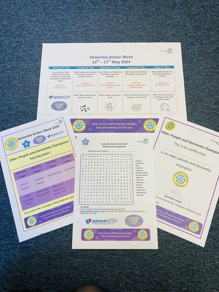 UHL Admiral Nurse Service (@admiralnurseuhl) on Twitter photo We are busy preparing for #DAW 👇Calling all staff <a href="/Leic_hospital/">Leicester's Hospitals</a> to book onto our refreshed Older People and Dementia Champions Training via Helm and also look out for our word-search competition to win a prize for your area <a href="/ActivitiesUhl/">Meaningful Activities UHL</a> <a href="/UHL_EPO/">Enhanced Patient Observation Department</a> We are busy preparing for #DAW 👇Calling all staff <a href="/Leic_hospital/">Leicester's Hospitals</a> to book onto our refreshed Older People and Dementia Champions Training via Helm and also look out for our word-search competition to win a prize for your area <a href="/ActivitiesUhl/">Meaningful Activities UHL</a> <a href="/UHL_EPO/">Enhanced Patient Observation Department</a>