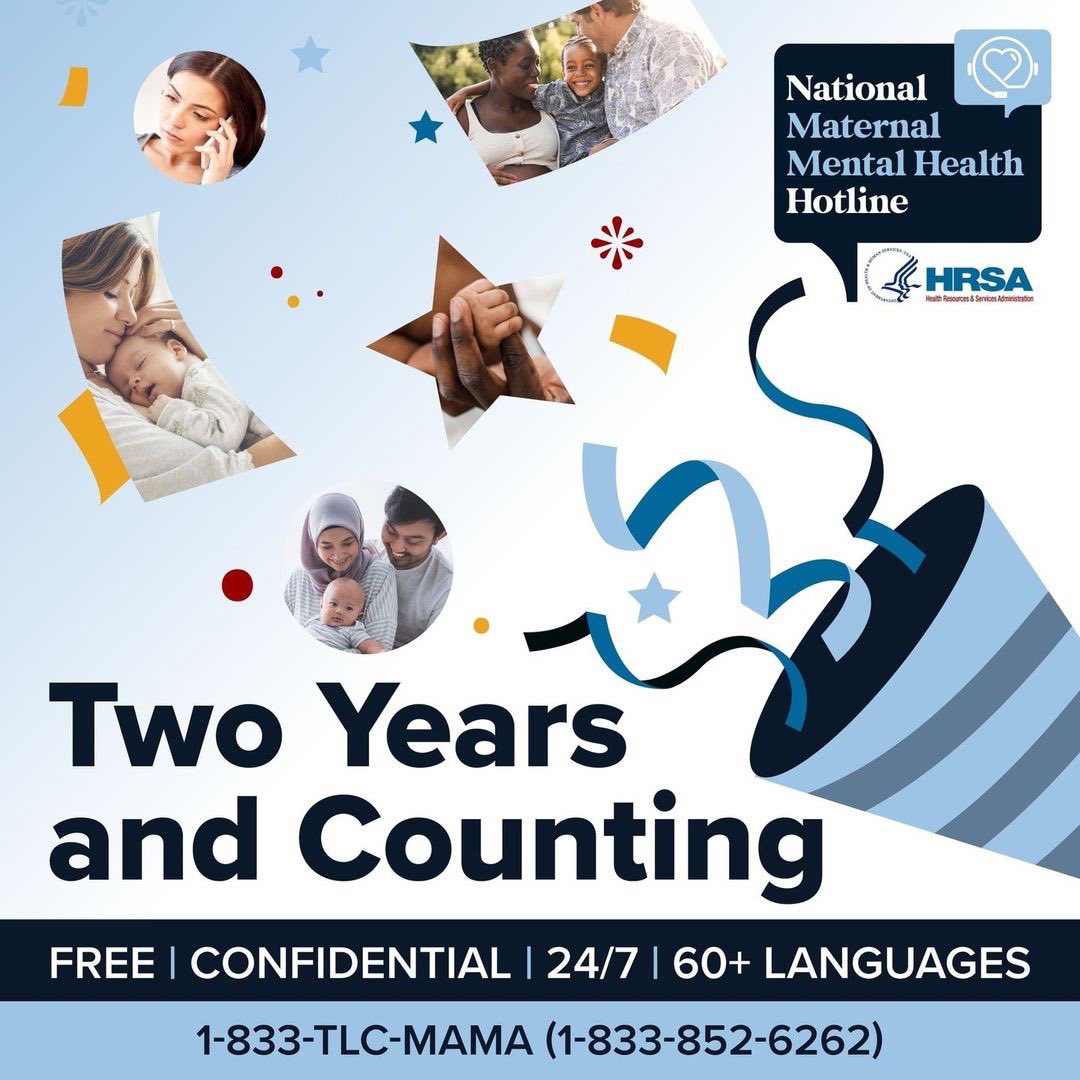 It’s been 2 incredible years since the launch of the @hrsagov National Maternal Mental Health Hotline. Together, we’ve created a safe and supportive space for over 33,000 people, and we’re just getting started. mchb.hrsa.gov/national-mater…