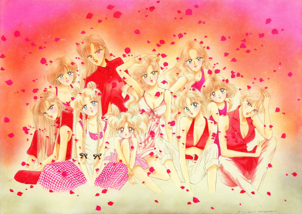 Rei, Usagi, Ami, Setsuna, Chibiusa, Makoto, Michiru, Minako, Hotaru and Haruka. 1995. #SailorMoon