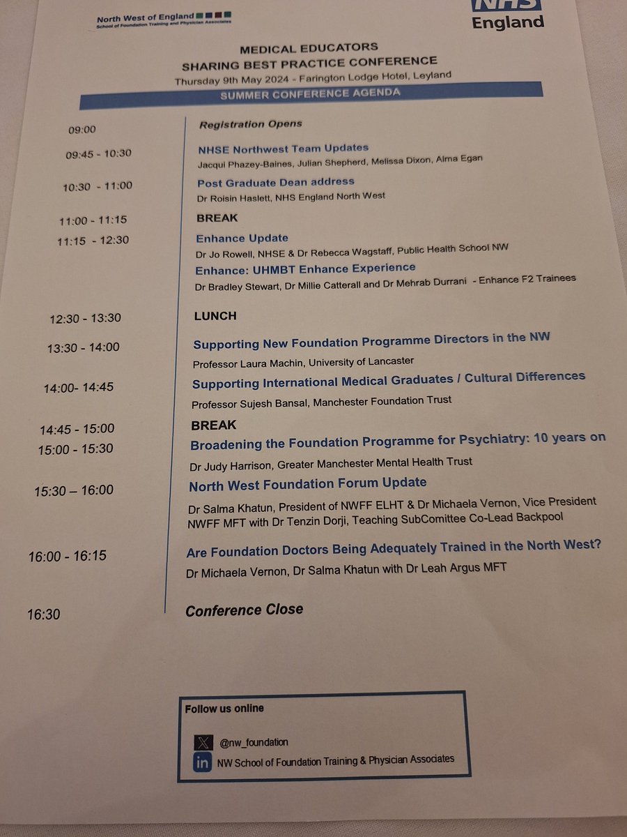 Today we're at the NHSE Sharing Best Practice Foundation Conference. It's been great to catch up with the other FPAs and the NHSE team ahead of ARCP & also listen to some fantastic presentations 😊 
#MedEd #MedTwitter
