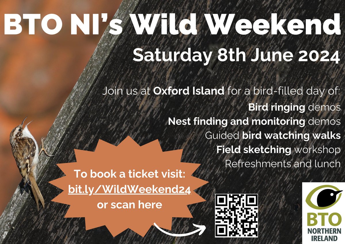 We're thrilled to be hosting the Wild Weekend again this year! Join us on Saturday 8th June for a day filled with birds and exploring the beautiful Oxford Island Nature Reserve. Visit bit.ly/WildWeekend24 to book your spot!