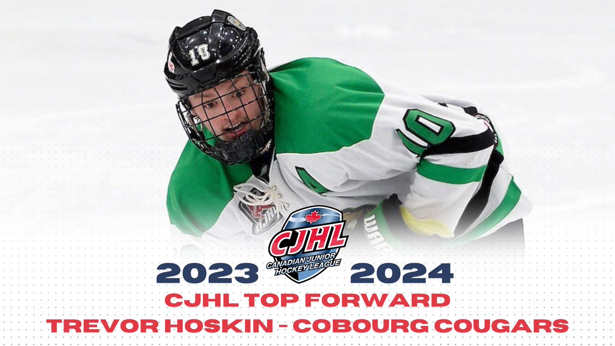 Congratulations to <a href="/CougarsHockey/">Cobourg Cougars</a> Trevor Hoskin of the <a href="/OJHLOfficial/">OJHL</a> who has been named 2023-24 CJHL Top Forward 🏆

#CJHLHockey | 📸 <a href="/byrnemuir/">Shawn Muir</a>/<a href="/ojhlimages/">OJHL Images DOP</a> 

Read ➡️ cjhlhockey.com/en/trevor-hosk…