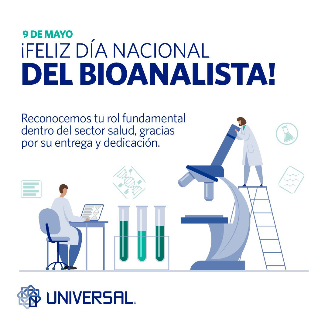 En el Día Nacional del Bioanalista, honramos la dedicación incansable y su importante labor en el diagnóstico y prevención de enfermedades. ¡Gracias por su compromiso con la salud!

#GrupoUniversal #ViveSeguro