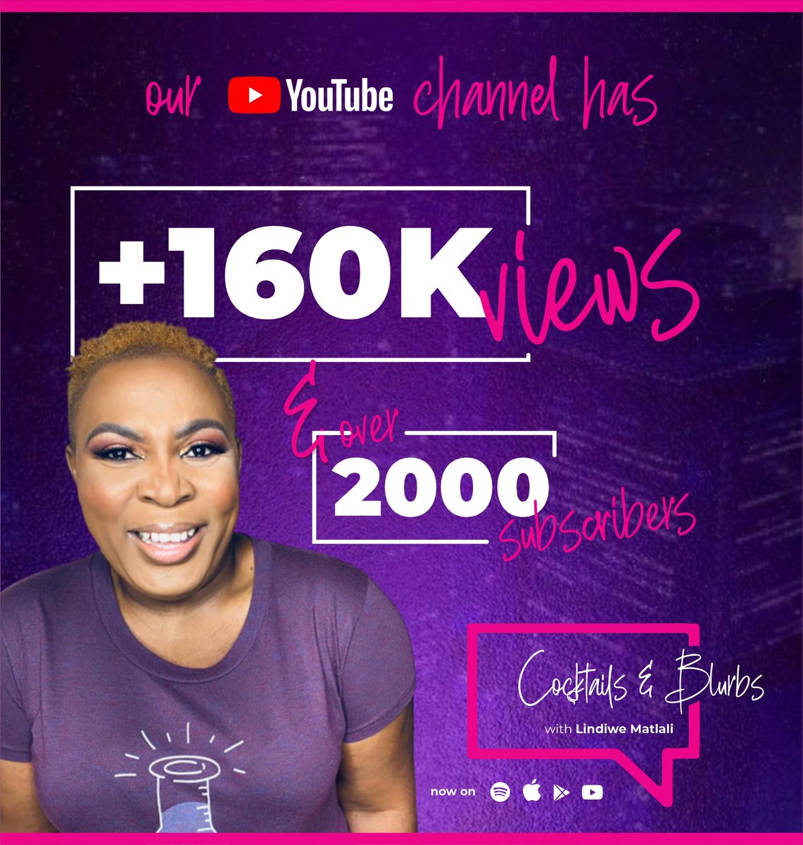 Grateful for the amazing support! 🙏 From starting with just family, "Cocktails and Blurbs " has now hit over 160,000 views! 🍹Don't despise small beginnings. 🌟 Subscribe here: tinyurl.com/mvxe8azz or on Spotify, Apple, and Amazon: lnk.to/GGUWvh Let’s grow together!