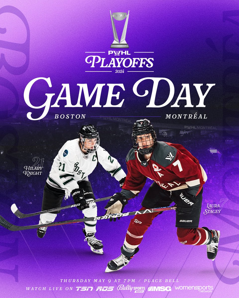 The battle between Montréal and Boston begins today! 🗣

📍Place Bell
⏰️ 7:00PM ET
📺 TSN, RDS, Bally Sports North, MSG, Women's Sports Network