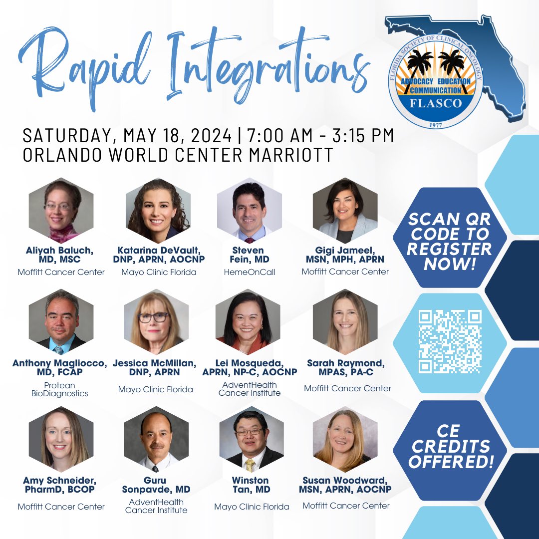 🔗 REGISTER HERE: members.flasco.org/ap/Events/Regi… #FLASCO is offering two #OncologyTraining programs next weekend that provide continuing education credits: Great Strides Together (May 17, 2024) and Rapid Integrations (May 18, 2024). #GST2024 #RI2024 #OncologyCare #OncologyEducation