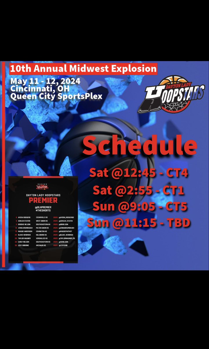 My team the Dayton Lady Hoopstars 2025 will be in Cincy this weekend!! Come out to watch me!