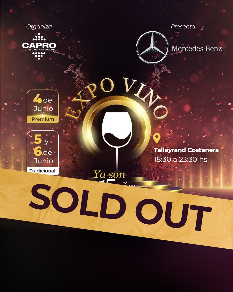 ENTRADAS AGOTADAS EN LAS TRES NOCHES 🍷🍷🍷

¡Los esperamos para brindar juntos en nuestra edición especial 🎉!