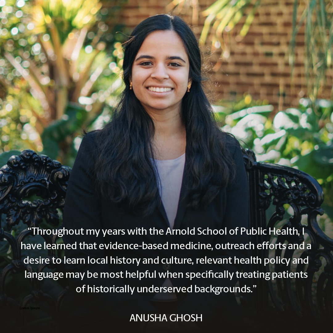 USCArnoldSchool's tweet image. May graduate pursues medical degree to advance health equity, global health. ⚖️🌏 Learn more about Anusha Ghosh ➡️ ow.ly/VGZ350RAf3G

#ForeverToThee24 #AlwaysAGamecock #WeArePublicHealth