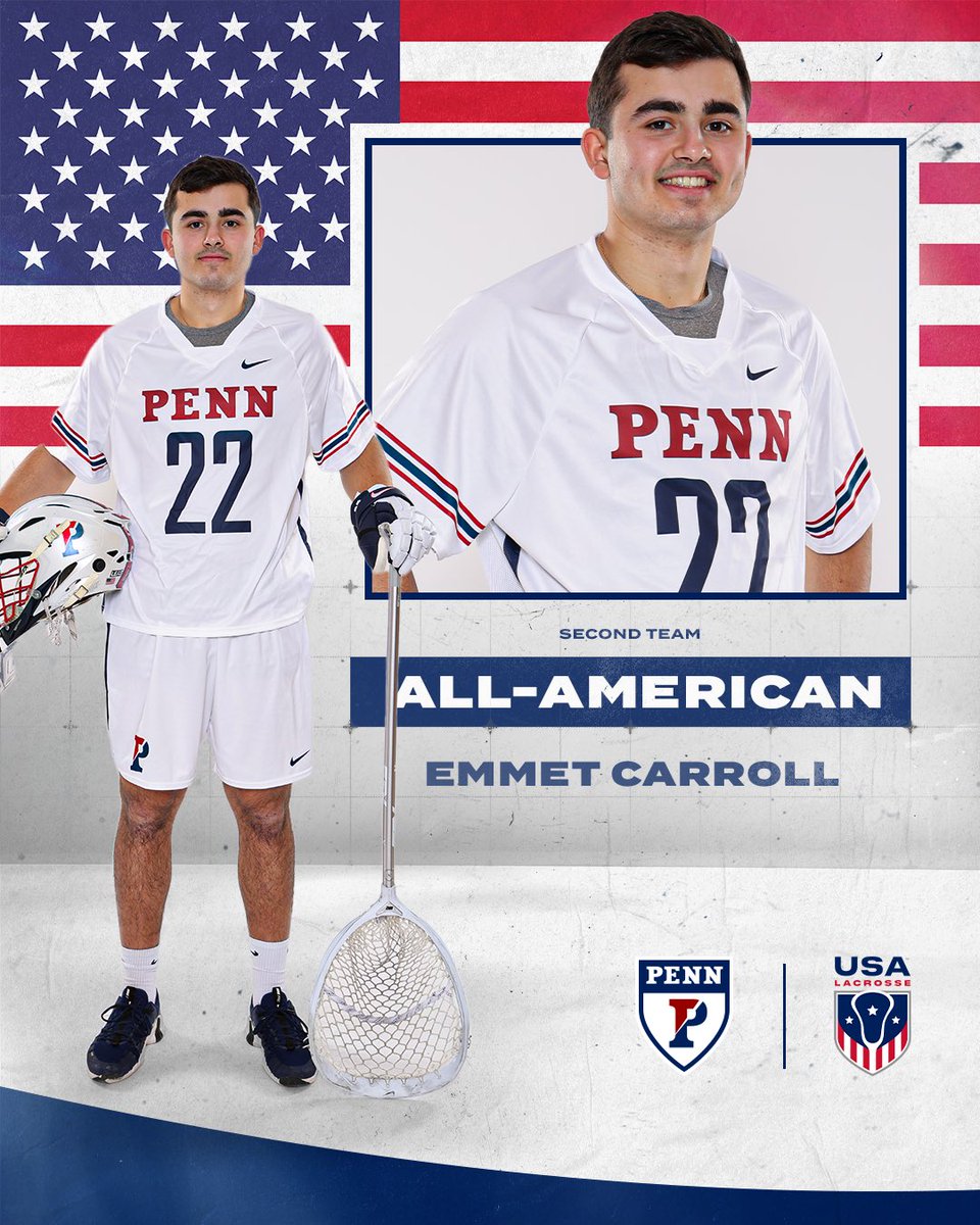 𝐒𝐞𝐜𝐨𝐧𝐝 𝐓𝐞𝐚𝐦 𝐀𝐥𝐥-𝐀𝐦𝐞𝐫𝐢𝐜𝐚𝐧 🇺🇸 Excited to announce our keeper @emmetcarroll16 has landed Second Team All-America honors 🫡 #ILPL // #FightOnPenn🔴🔵
