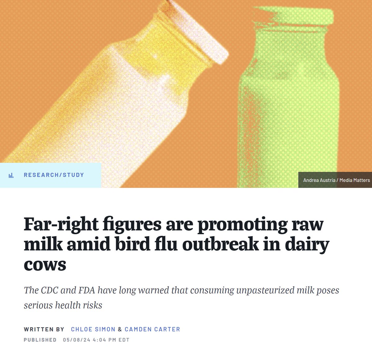 Media Matters is leading the charge in the death cult. They DO NOT want Americans to be healthy. #RawMilk is healthy.