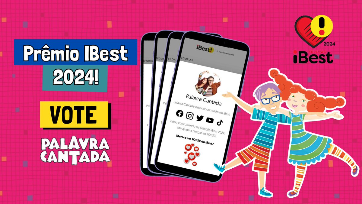 Ainda está valendo a votação para a seleção dos Top 20 Canais Infantis do Prêmio IBest 2024!
Você pode votar todos os dias no link: ibest.vote/306253186
Contamos com você!